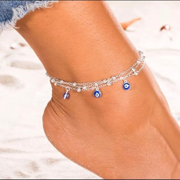 Chain With Evil Eye Charm Anklet/Bracelet - Picture 3 of 5
